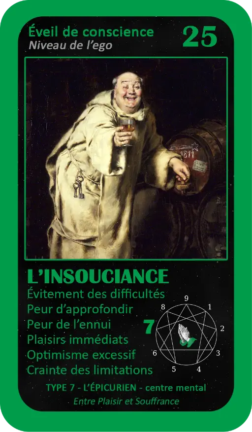 L'Oracle de l'ennéagramme mystique : carte 25 L'Insouciance L'Oracle de l'ennéagramme mystique : carte 25 L'Insouciance
