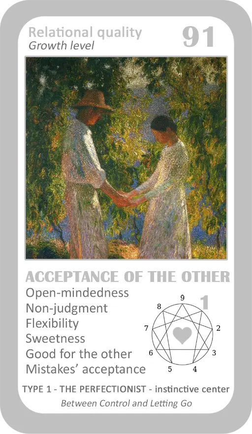 The Love Enneagram Oracle: card 91 Acceptance of The Other The Love Enneagram Oracle: card 91 Acceptance of The Other