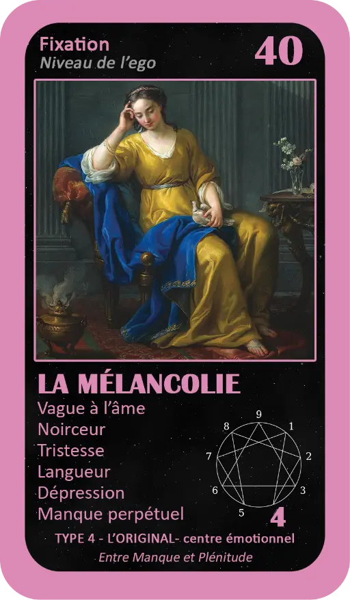 Cartes de l'Oracle de l'ennéagramme : carte 40 La Mélancholie Cartes de l'Oracle de l'ennéagramme : carte 40 La Mélancholie