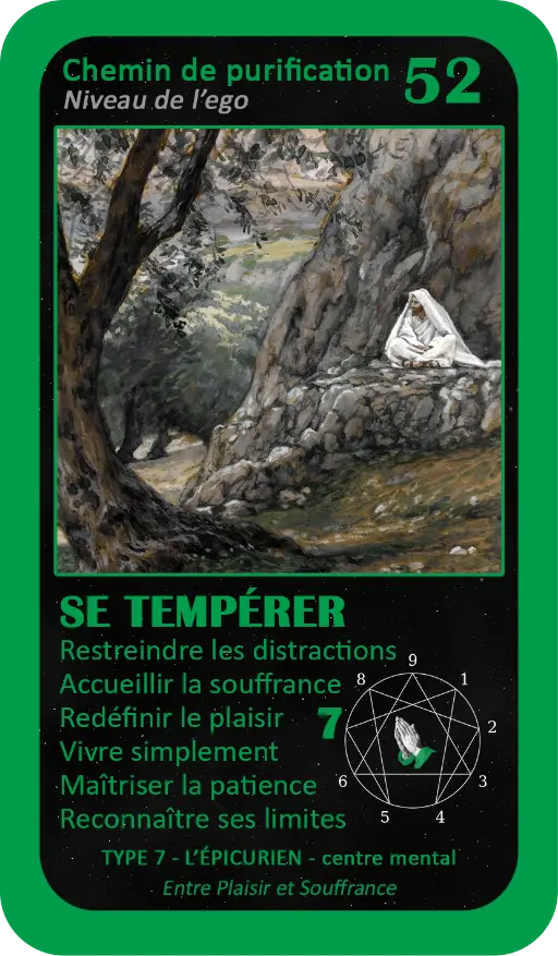 Cartes de l'Oracle de l'ennéagramme mystique : carte 52 Se Tempérer Cartes de l'Oracle de l'ennéagramme mystique : carte 52 Se Tempérer