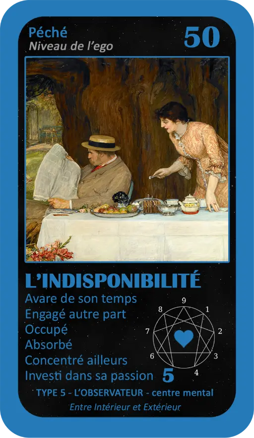 L'Oracle de l'ennéagramme sentimental : carte 50 L'Indisponibilité L'Oracle de l'ennéagramme sentimental : carte 50 L'Indisponibilité